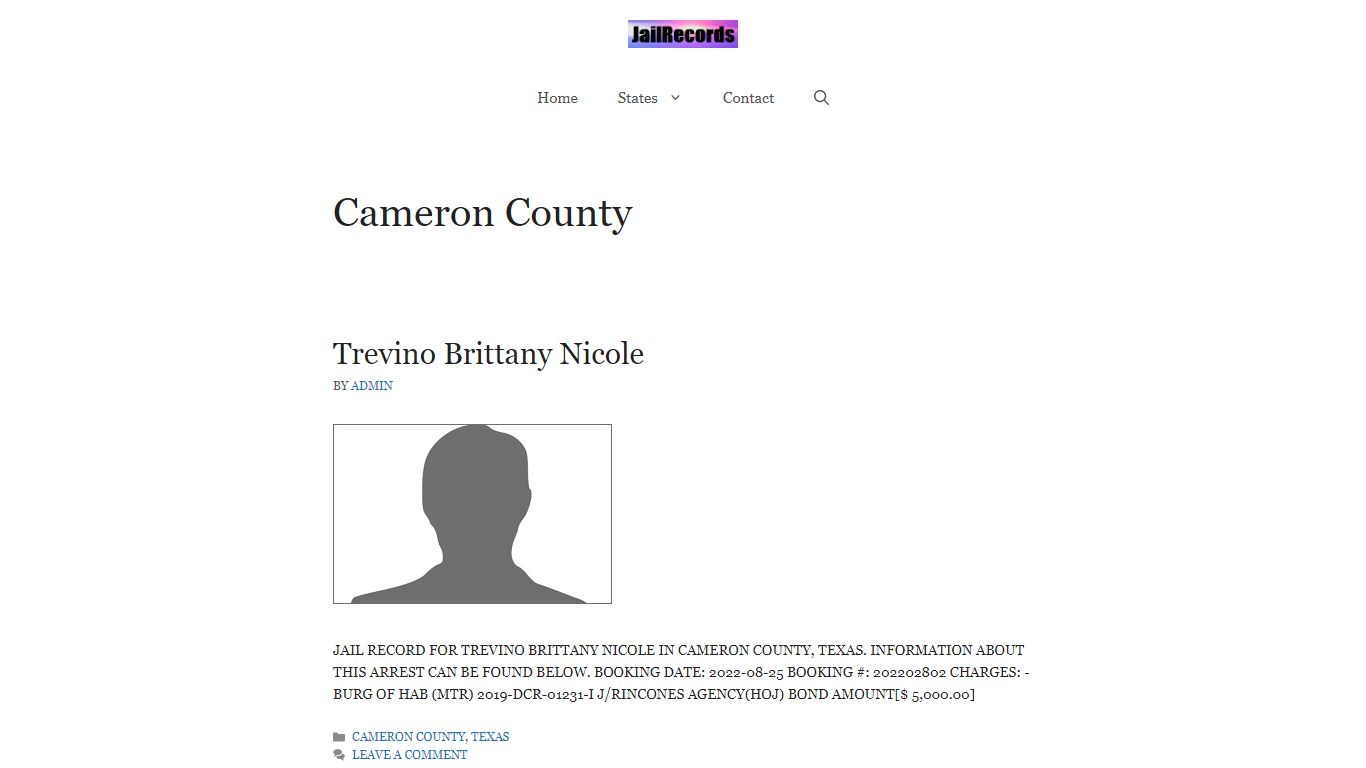 Cameron County - Jail Records